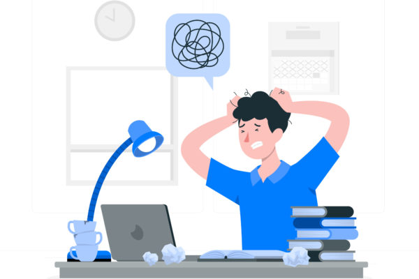 Étudiant stressé par ses révisions en vue de passer ses examens