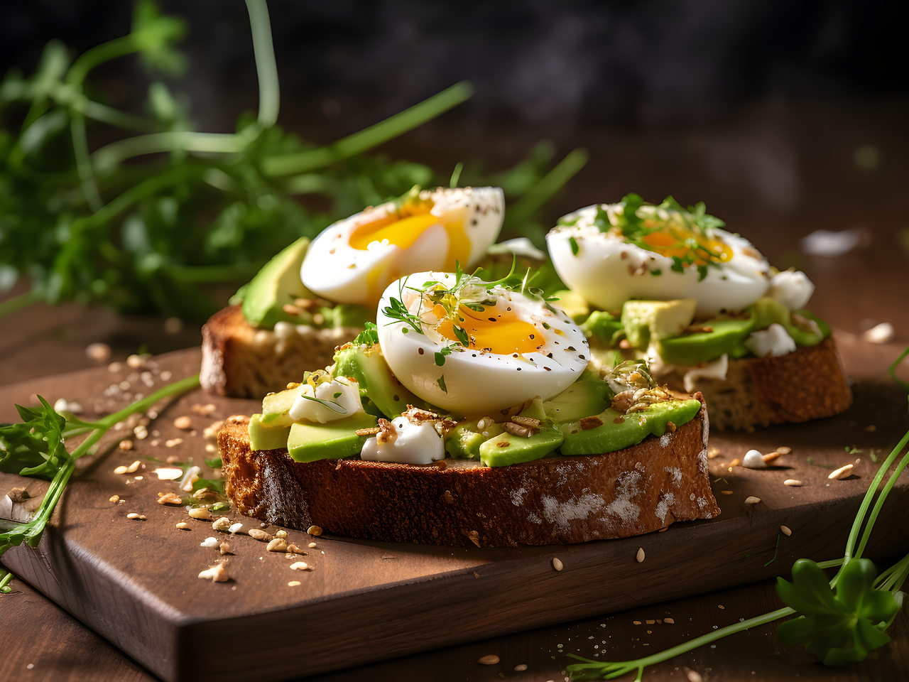 Image de toast à l'avocat avec des oeufs