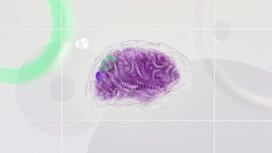 Illustration d’un cerveau violet, représentant l’intelligence artificielle et le traitement de données dans un univers futuriste.