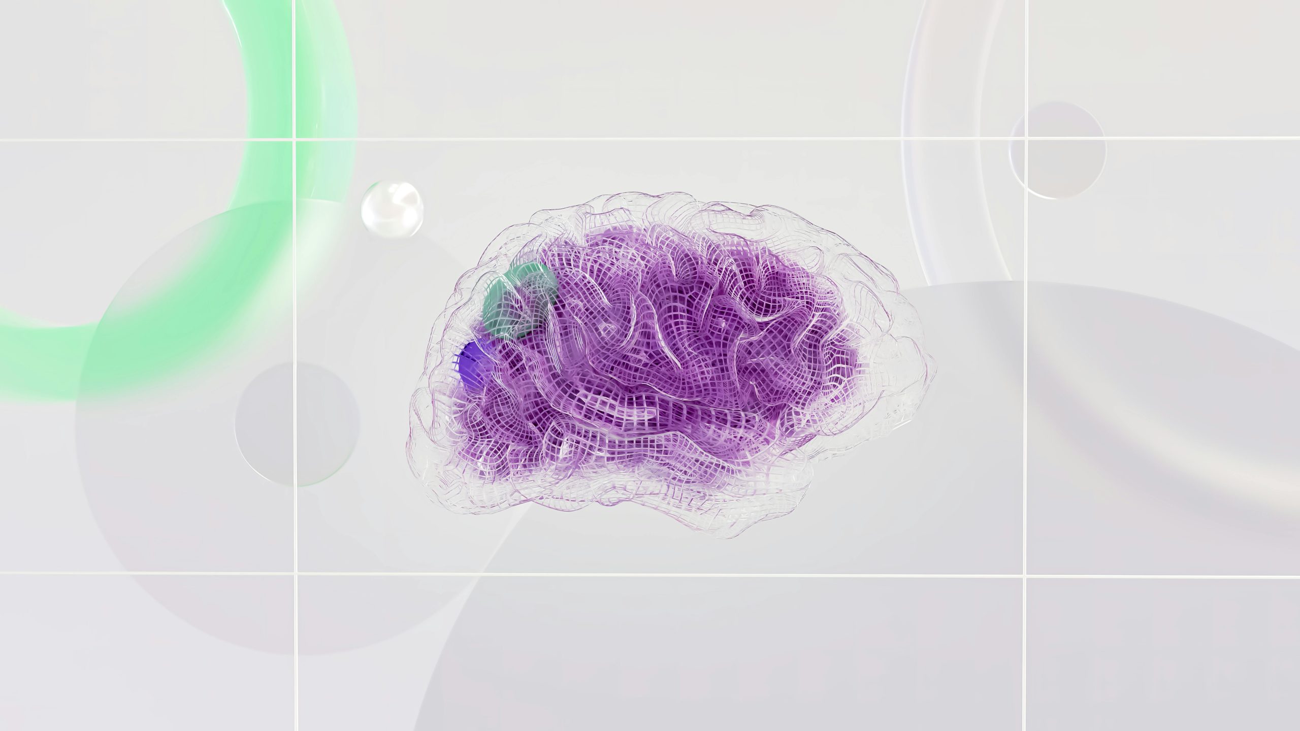 Illustration d’un cerveau violet, représentant l’intelligence artificielle et le traitement de données dans un univers futuriste.