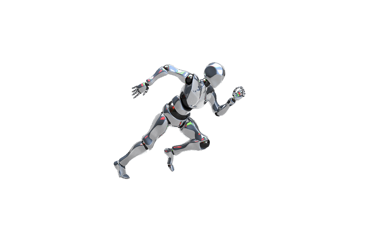 Robot en mouvement illustrant la rapidité de l’IA